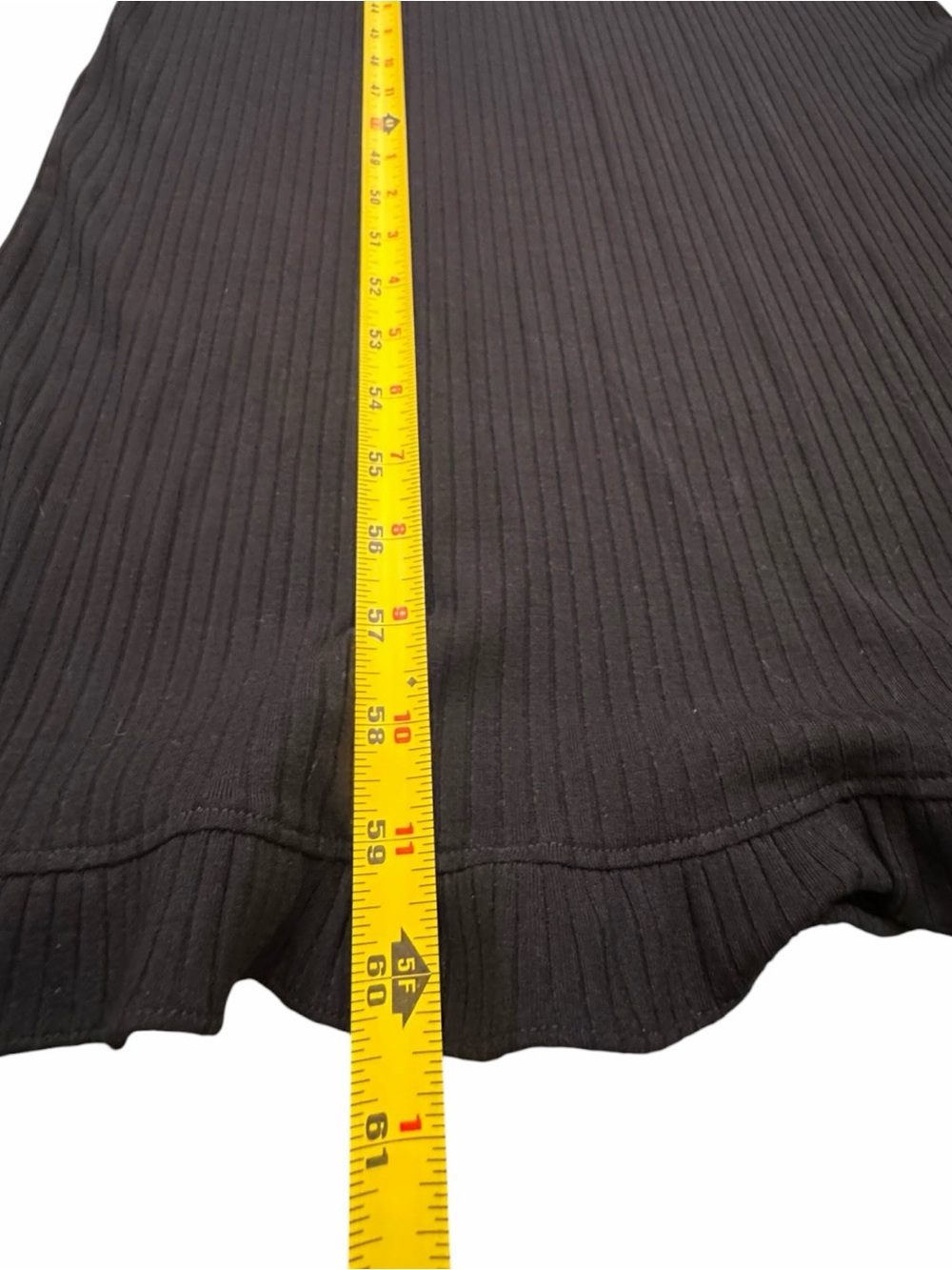 Chris Chandler Ribbed Maxi Dress Black Ruffle Strap Bodycon Size Small - Picture 7 of 9